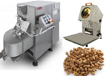 Machines for roasting hazelnuts, almonds and making pralines